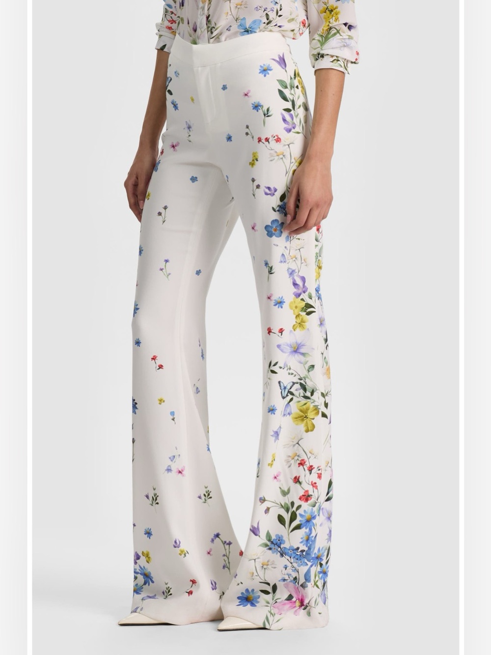 Alice + Olivia Dylan Flower Garden Floral Wide-Leg Pants